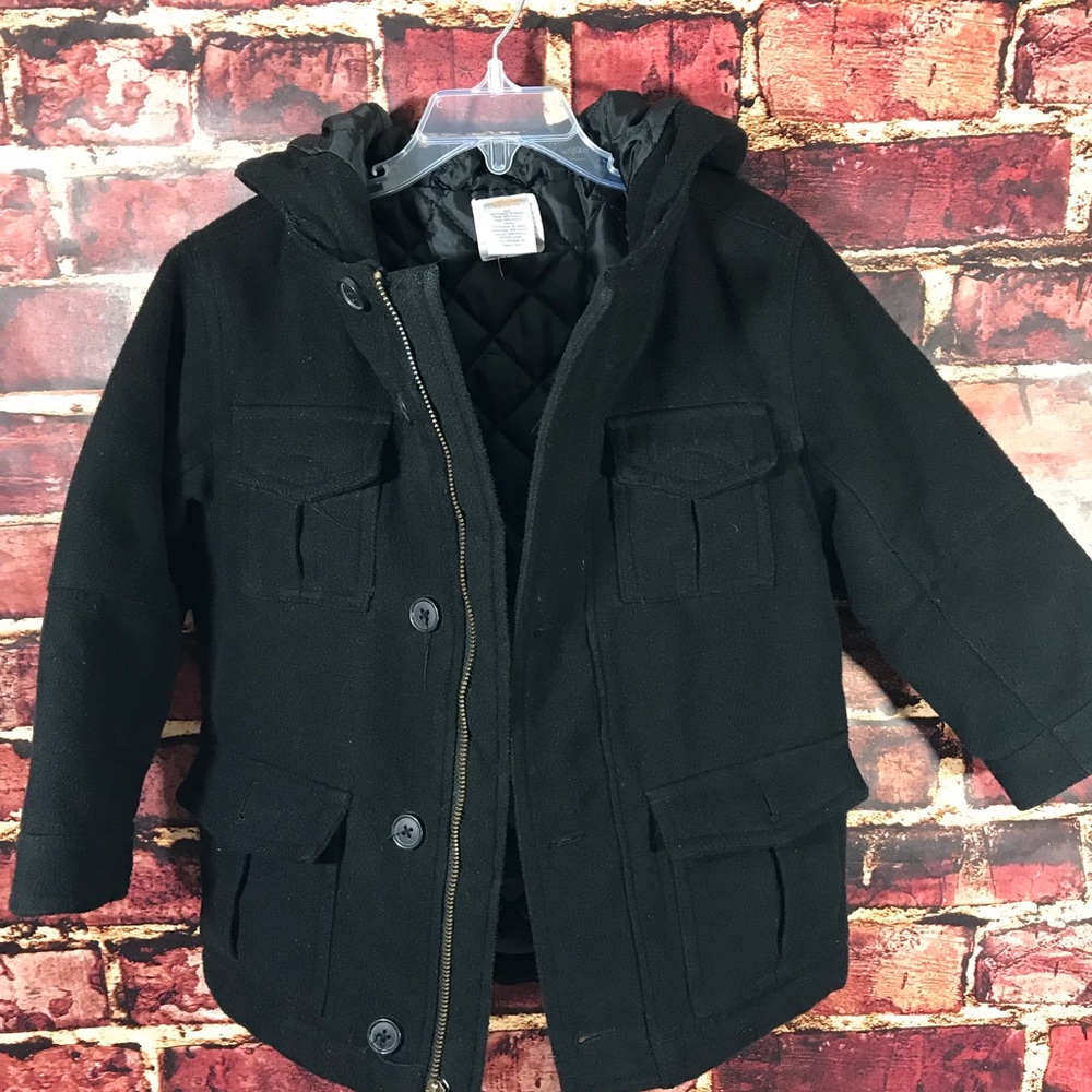 Gymboree thick pea coat boys extra small 3/4 Black - Picture 1 of 8